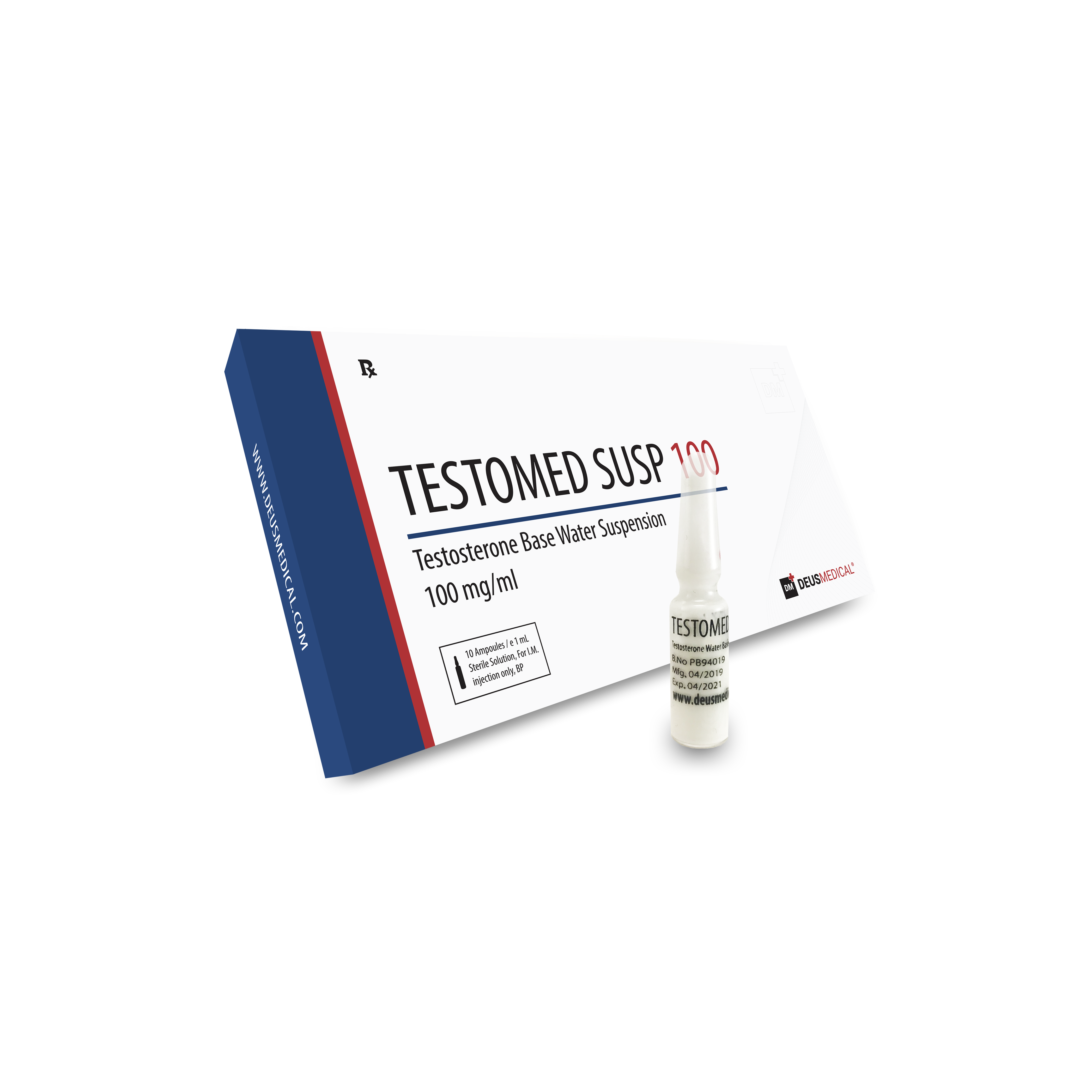 TESTOMED SUSPENSION 100 (Testosterone Base Water Suspension) – 10amps of 1ml